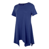 Maxbell Womens Short Sleeve Loose Swing Tops Basic T Shirt Mini Dress 2XL Royalblue