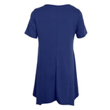 Maxbell Womens Short Sleeve Loose Swing Tops Basic T Shirt Mini Dress 2XL Royalblue