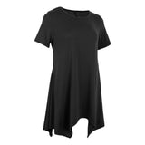 Maxbell Womens Short Sleeve Loose Swing Tops Basic T Shirt Mini Dress L Black