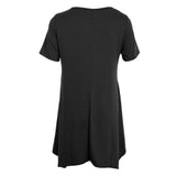 Maxbell Womens Short Sleeve Loose Swing Tops Basic T Shirt Mini Dress L Black