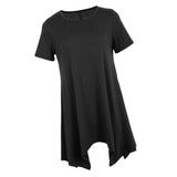 Maxbell Womens Short Sleeve Loose Swing Tops Basic T Shirt Mini Dress L Black