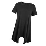 Maxbell Womens Short Sleeve Loose Swing Tops Basic T Shirt Mini Dress L Black