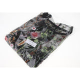 Black Sheer Mesh Floral Embroidery T Shirt Short Sleeve Crop Top Tee M