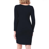 Maxbell Women Cross Open Front Lace Up Long Sleeve Bandage Bodycon Dress S Black