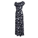 Women's Summer Off Shoulder Strapless Floral Print Maxi Long Dress XL Blue1