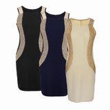 Maxbell Women Summer Dress Office Wear Sleeveless Knee Length Bodycon Dress L Black