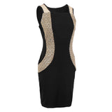 Maxbell Women Summer Dress Office Wear Sleeveless Knee Length Bodycon Dress L Black