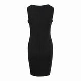 Maxbell Women Summer Dress Office Wear Sleeveless Knee Length Bodycon Dress L Black