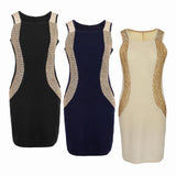 Maxbell Women Summer Dress Office Wear Sleeveless Knee Length Bodycon Dress L Black