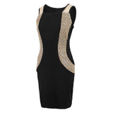 Maxbell Women Summer Dress Office Wear Sleeveless Knee Length Bodycon Dress L Black