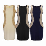 Maxbell Women Summer Dress Office Wear Sleeveless Knee Length Bodycon Dress L Black
