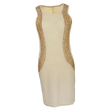 Women Summer Dress Office Wear Sleeveless Knee Length Bodycon Dress S Beige