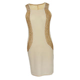 Maxbell Women Summer Dress Office Wear Sleeveless Knee Length Bodycon Dress M Beige