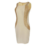 Maxbell Women Summer Dress Office Wear Sleeveless Knee Length Bodycon Dress M Beige