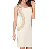 Maxbell Women Summer Dress Office Wear Sleeveless Knee Length Bodycon Dress XL Blue