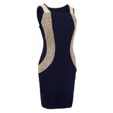 Maxbell Women Summer Dress Office Wear Sleeveless Knee Length Bodycon Dress XL Blue