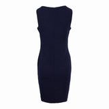 Maxbell Women Summer Dress Office Wear Sleeveless Knee Length Bodycon Dress XL Blue