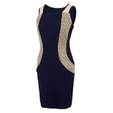 Maxbell Women Summer Dress Office Wear Sleeveless Knee Length Bodycon Dress XL Blue