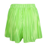 Maxbell Womens Casual Pleated Chiffon Shorts Culottes Wide Leg Mid Rise S Green