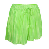Maxbell Womens Casual Pleated Chiffon Shorts Culottes Wide Leg Mid Rise S Green