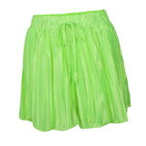 Maxbell Womens Casual Pleated Chiffon Shorts Culottes Wide Leg Mid Rise S Green
