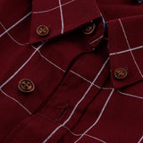 Maxbell Mens Classical Plaid Print Shirt Cotton Causal Long Sleeve Shirt XL Burgundy