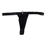 Maxbell Sexy Women Leather Zipper Open Front Thong Underwear G String T Back Black