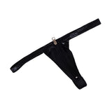 Maxbell Sexy Women Leather Zipper Open Front Thong Underwear G String T Back Black