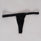 Maxbell Sexy Women Leather Zipper Open Front Thong Underwear G String T Back Black