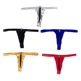 Maxbell Sexy Women Leather Zipper Open Front Thong Underwear G String T Back Black