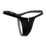 Maxbell Sexy Women Leather Zipper Open Front Thong Underwear G String T Back Black