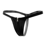 Maxbell Sexy Women Leather Zipper Open Front Thong Underwear G String T Back Black