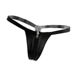 Maxbell Sexy Women Leather Zipper Open Front Thong Underwear G String T Back Black