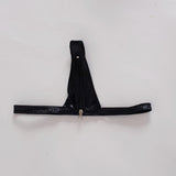 Maxbell Sexy Women Leather Zipper Open Front Thong Underwear G String T Back Black