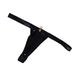 Maxbell Sexy Women Leather Zipper Open Front Thong Underwear G String T Back Black