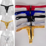 Maxbell Sexy Women Leather Zipper Open Front Thong Underwear G String T Back Black
