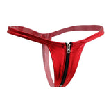 Maxbell Sexy Women Leather Zipper Open Front Thong Underwear G String T Back Red