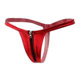 Maxbell Sexy Women Leather Zipper Open Front Thong Underwear G String T Back Red