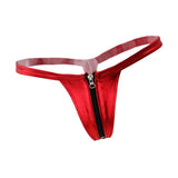 Maxbell Sexy Women Leather Zipper Open Front Thong Underwear G String T Back Red