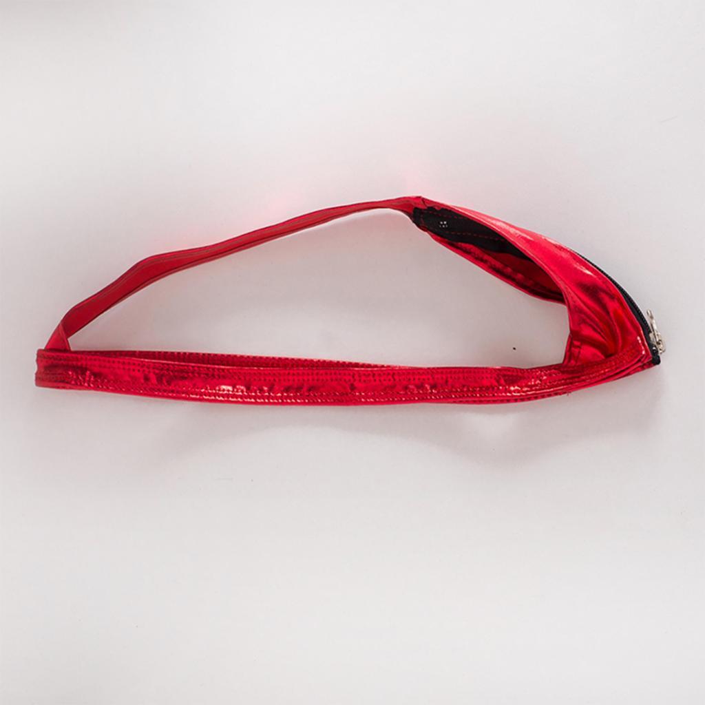 Maxbell Sexy Women Leather Zipper Open Front Thong Underwear G String T Back Red