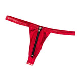 Maxbell Sexy Women Leather Zipper Open Front Thong Underwear G String T Back Red