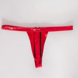 Maxbell Sexy Women Leather Zipper Open Front Thong Underwear G String T Back Red