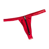 Maxbell Sexy Women Leather Zipper Open Front Thong Underwear G String T Back Red