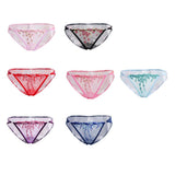 Maxbell Women Lace Mesh Flower Embroidered Underwear Low Rise Briefs Sexy Lingerie Black