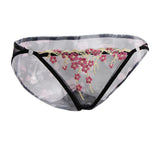 Maxbell Women Lace Mesh Flower Embroidered Underwear Low Rise Briefs Sexy Lingerie Black