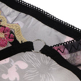 Maxbell Women Lace Mesh Flower Embroidered Underwear Low Rise Briefs Sexy Lingerie Black