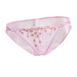 Maxbell Women Lace Mesh Flower Embroidered Underwear Low Rise Briefs Sexy Lingerie Pink