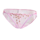 Maxbell Women Lace Mesh Flower Embroidered Underwear Low Rise Briefs Sexy Lingerie Pink