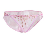 Maxbell Women Lace Mesh Flower Embroidered Underwear Low Rise Briefs Sexy Lingerie Pink