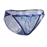 Maxbell Women Lace Mesh Flower Embroidered Underwear Low Rise Briefs Sexy Lingerie Sapphire